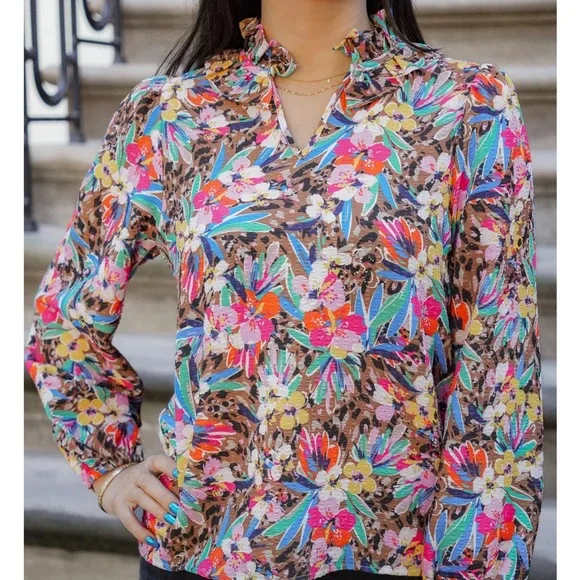 THML Floral Animal Print Long Sleeve Top NEW gorgeous - Picture 7 of 11